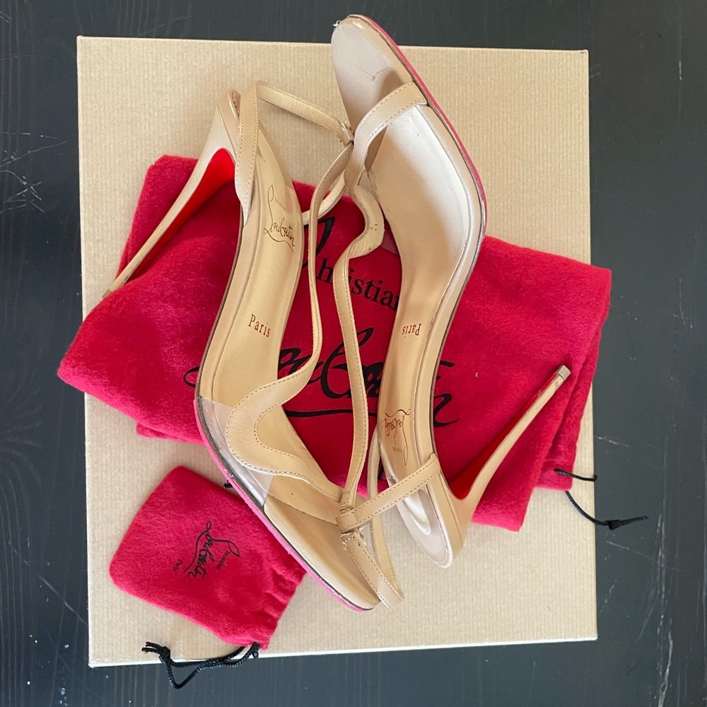 Christian Louboutin Rosalie 100 KID, Nude, Size 39